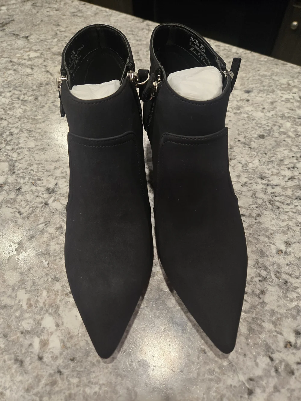 easy street Black Pointed Kitten-Heel Ankle Boot with Side Zip